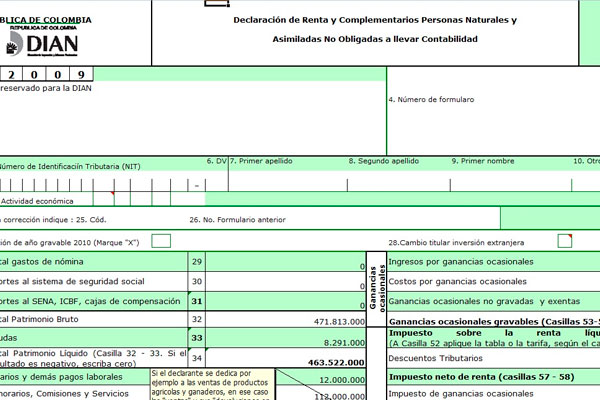Interface Captura Declaración DIAN/MHT
